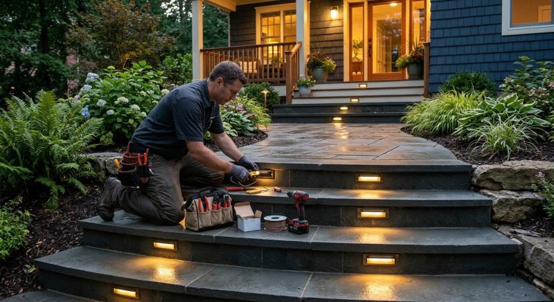 Sidewalk Lighting Installation in Overland Park, KS